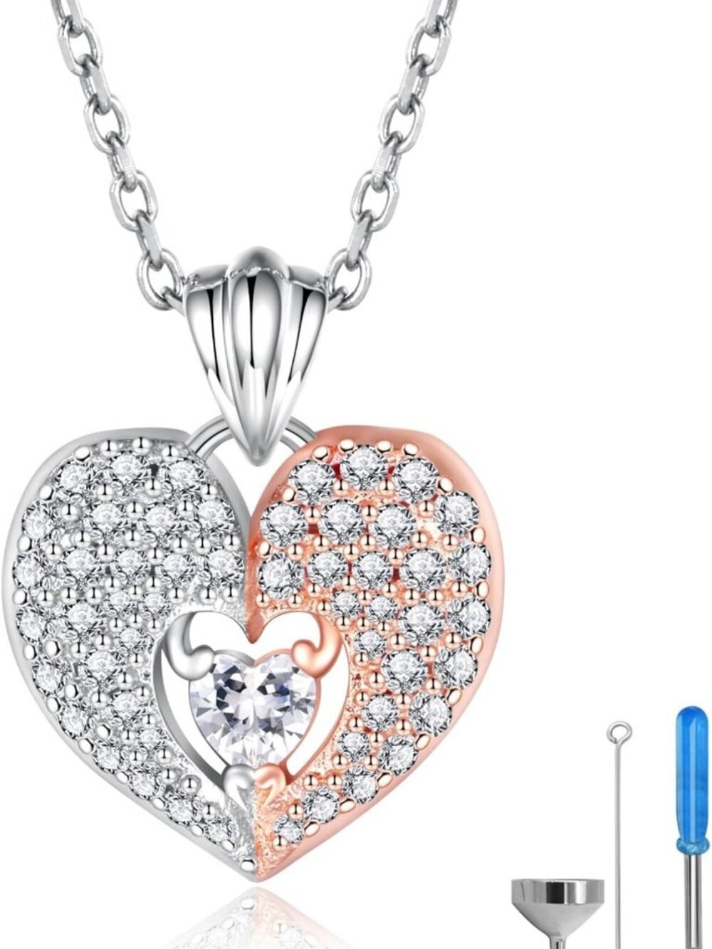 Elegant Dual Urn Pendant Necklace in 925 Sterling Silver - Perfect Memorial